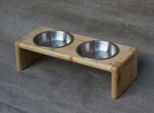 Double gamelle en bois pour chien, conçue pour une alimentation hygiénique et un retrait facile des bols lors du nettoyage - Product Image 4
