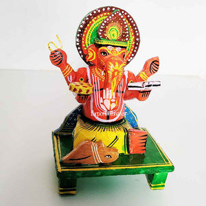 รูปปั้นพระพิฆเนศนั่งทำจากไม้ โดย Theperfectbazaar ผลิตในอินเดีย - Product Image 2