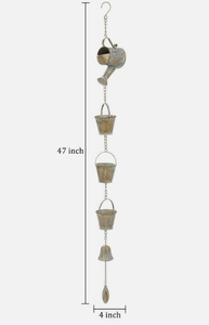 Hierro galvanizado, metal con acabado envejecido, metal resistente a la intemperie, resistente al óxido, cadena duradera, hecho a mano, eslabones robustos, aspecto antiguo. - Product Image 5