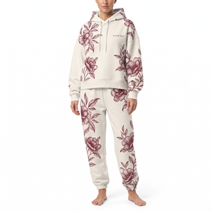 Custom Wholesale High Quality Floral Print Hoodie And <b>Jogger</b> Set Casual Long Sleeve Tracksuit Spring Autumn <b>Outfit</b> - Product Image 4