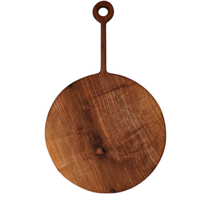 Tabla redonda de madera natural para pizza con asa, bandeja de servir para cocina, para queso, pan y charcutería, tabla ecológica. - Product Image 2