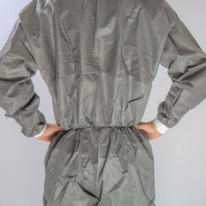 Combinaison de protection grise avec capuche et poignets élastiques pour vêtements de travail de sécurité - Product Image 4