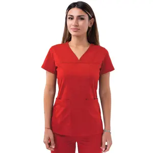 Adar Pro Peelings für Frauen-Sweetheart V-Neck Scrub Top Multi color Solid Red Nursing Scrubs Labor kittel für Damen bekleidung