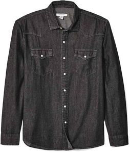 Camisas de Mezclilla para Hombre de Manga Larga con Botones, Formales, a Cuadros Oscuros, Personalizadas de Buena Calidad, Camisa de Algodón Ecológica - Product Image 6