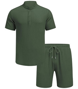 Ensemble de survêtement texturé personnalisé 2025 avec short décontracté assorti pour un style hivernal uni et décontracté - Product Image 2