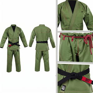 Kimono de Jiu-Jitsu Brasileño Verde Personalizado de Alta Calidad QST, Uniforme de Grappling BJJ, 100% Algodón, 440g, Transpirable y Duradero, Negro - Product Image 1
