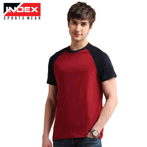 INDEX SPORTSWEAR Men's <b>Raglan</b> <b>Sleeve</b> <b>T</b>-<b>Shirt</b> O-Neck White Black Color Blocked Casual Style Knitted Fabric Regular Fit - Product Image 3