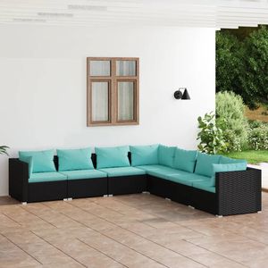 Set da Giardino Modulare a 7 Posti in Rattan PE Nero - Product Image 1