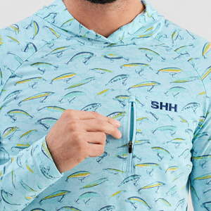 Sweat-shirt de pêche unisexe SHH, bleu clair, imprimé poisson, séchage rapide, UPF 50, manches longues, chemise d'extérieur, 100% polyester - Product Image 2
