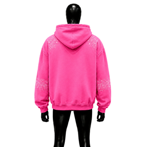 Sudadera con capucha 100% algodón suave rosa con pedrería, con cremallera, oversize, informal, de forro polar, unisex, para otoño, de corte regular, ropa, prendas de vestir, ropa exterior - Product Image 2