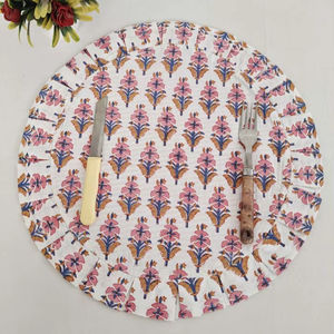 Modern Reversible Floral Hand Block Print 100% Cotton Customizable Place Mats Reusable Disposable Home Wedding Banquets Dining - Product Image 1