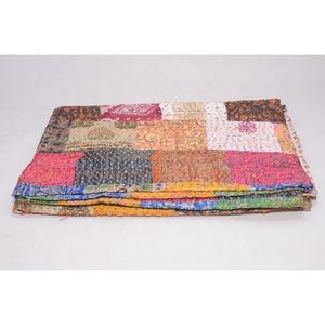 Handmade Throw Reversible <b>Blanket</b> Bedspread Vintage Kantha Quilt Cotton <b>Blanket</b> Gudari - Product Image 1