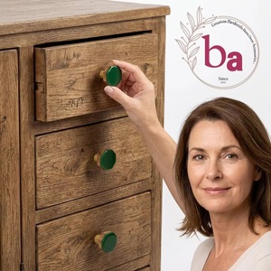 Ba Octagonal Wood Cabinet Knob Green Modern Multi-Function Handle for Kitchen Wardrobe Drawer <b>Doors</b> - Product Image 4