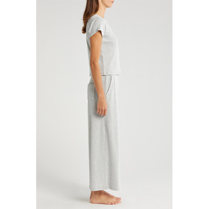 Pijama de algodón puro para mujer, estilo coreano, conjunto de dos piezas con estampado de dibujos animados, cintura elástica, ropa de dormir y descanso. - Product Image 6