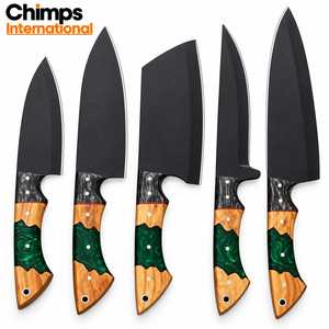 Ensemble de couteaux de cuisine luxueux à 5 pièces, forgés à la main, manche en bois, acier inoxydable J2, couteau à éplucher, couteau Santoku, couteaux de chef - Product Image 1