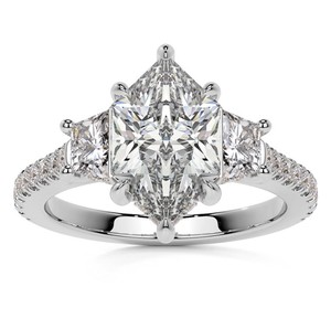 Dutch Marquise Cut 12x6mm Prong Set Moissanite 925 Sterling Silver White <b>Gold</b> Plated Luxury <b>Vintage</b> Engagement Wedding <b>Ring</b> - Product Image 1