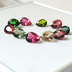 Ensemble de 10 pierres précieuses de tourmaline naturelle du Zambie calibrées, multicolores pastel, taille poire, 6x8 mm, 12,25 carats au total - Product Image 3