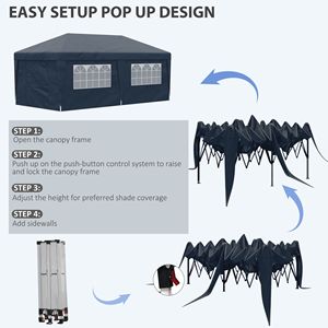 Blue 10x19.5ft Pop up <b>Canopy</b> <b>Tent</b> with Adjustable Height Sidewalls and Wheeled Bag for Event Shelter Convenience - Product Image 4