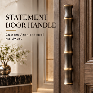 Manija de Puerta Escultural de Bronce Antiguo con Perfil Segmentado Acanalado, Herraje Arquitectónico Decorativo para Puertas de Hotel y Villa - Product Image 2