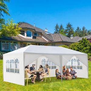 Tenda per Feste all'Aperto 10x20 FT con 6 Pareti Laterali Rimovibili, Gazebo Impermeabile in PVC per Matrimoni, Modello D0100XUTPI7 Bianco - Product Image 1