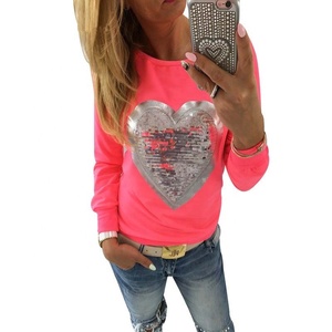 2026 SPRING STREETWEAR SWEATSHIRTS WOMEN LOVELY SEQUINED HEART TRACKSUITS PULLOVERS CASUAL LONG SLEEVE <b>TUNIC</b> <b>JUMPERS</b> UNDERSHIRT - Product Image 1