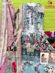 Nueva colección premium de algodón con estampados y parches bordados, salwar-kameez y dupatta semicosturados, ropa étnica. - Product Image 4
