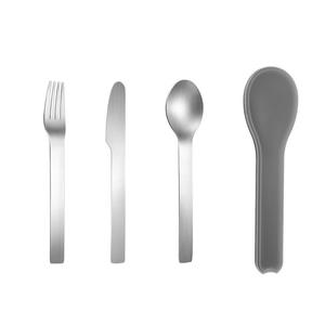 Ensemble de couverts portables réutilisables en acier inoxydable, cuillère, fourchette, couteau, couverts de voyage personnalisés avec boîte de rangement - Product Image 1