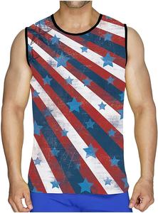 Men's Tank Tops Fashion Gradient Sleeveless Tee Shirt <b>Singlets</b> Sports Fitness Casual Pullover Sublimated Tank Tops - Product Image 2