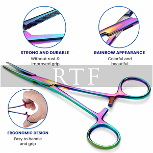 Pinces Kelly multicolores arc-en-ciel de qualité supérieure - Hémostat à artère en acier inoxydable de haute qualité pour la chirurgie abdominale manuelle - Product Image 3