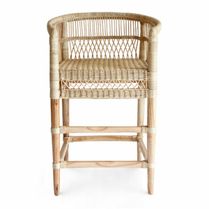 Taburete de Bar Resistente a la Intemperie con Estructura de Madera de Teca Sólida y Ratán Tejido para Interiores y Exteriores, Ideal para Patio, Terraza, Cafetería y Restaurante - Product Image 5