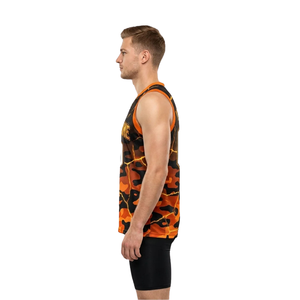 Maillot de basket imprimé camouflage craquelé pour homme, col en V, sans manches, et short ajusté uni avec nom d'équipe et numéros de joueur - Product Image 5