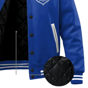 แจ็คเก็ตวาร์ซิตี้ ปักตราสัญลักษณ์ Zeta Phi Beta ตัวอักษร ZPB แบบเย็บติด  ผ้าขนสัตว์ด้านล่าง  แบบลำลอง  ขอบยางยืด  บุผ้าควิลท์  แจ็คเก็ต Divine Nine - Product Image 2