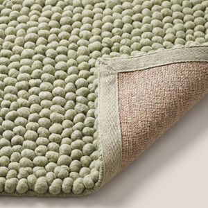 Tapis texturé fait main en laine vert sauge de qualité supérieure, tissé à la main, à boucles, antidérapant, à grosses pierres, pour salon moderne et chambre à coucher - Product Image 6