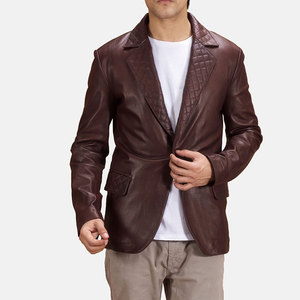 Blazer de Cuero Cruzado para Hombre, Estilo Moderno, Manga Larga, Cuello Clásico, Transpirable, Estilo Americano, Formal - Product Image 1