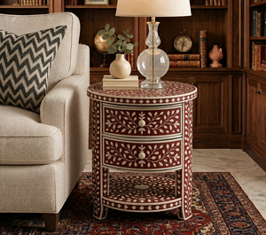 Moroccan Style Resin Bone Inlay Nightstand With Drawers & Shelf Cabinet <b>Bedside</b> End <b>Table</b> For Bedroom Hotel Luxury Home Decor - Product Image 3