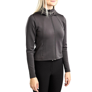 Chaqueta de equitación para mujer, corte ajustado, con cremallera, capucha, elástica, transpirable, para deportes al aire libre - Product Image 1