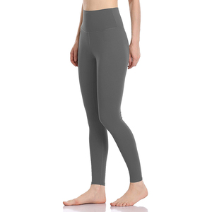 Leggings de yoga OEM taille haute sans couture, longueur cheville, taille élastique, couleur unie noire, en Spandex/Nylon, respirants et légers - Product Image 2