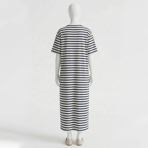 Vente en gros de robes de nuit simples, douces, respirantes, pour femmes, en coton 100%, couleur unie, taille plus, pour le printemps - Product Image 2