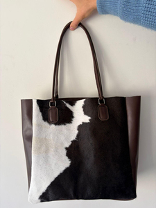 Leather Hair-On <b>Tote</b> <b>Bag</b> Genuine Leather Women's Shoulder <b>Bag</b> Bohemian Style <b>Waterproof</b> Embroidery <b>Zipper</b> Fashion Casual Travel - Product Image 2