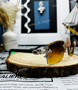 Lunettes de soleil photochromiques de luxe Hip Hop sans monture, serties de moissanite taille brillant rond, pour la mode. - Product Image 3
