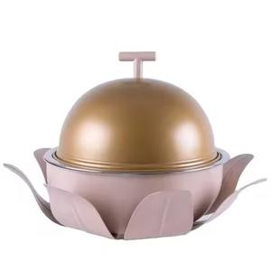 Casserole de luxe en métal avec couvercle et support, bol de service isotherme haut de gamme, récipient chauffe-plats pour buffet - Product Image 1