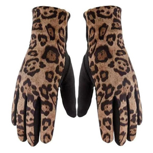 Gants d'hiver chauds pour femmes, imprimé léopard, tactiles, décontractés, pour la conduite en extérieur, en tricot doublé polaire, vente en gros - Product Image 1
