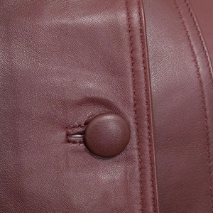 Women's Genuine Leather <b>Jacket</b> <b>Mandarin</b> <b>Collar</b> Three Quarter Sleeve Autumn Elegant Outerwear Solid Color Button Closure - Product Image 5