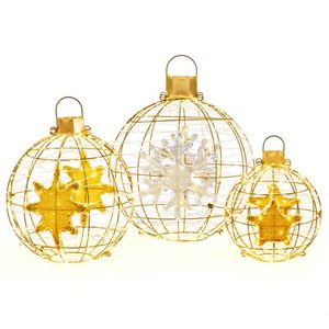 Juego de 3 Faroles Decorativos Preiluminados con 732 Luces LED Brillantes y Estacas para el Suelo - Product Image 1