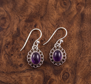 Pendientes de Plata de Ley 925 con Gema de Amatista Vintage de Alta Calidad, Diseño de Flor, para Mujer, Regalo de Boda, Ocasiones Festivas - Product Image 6
