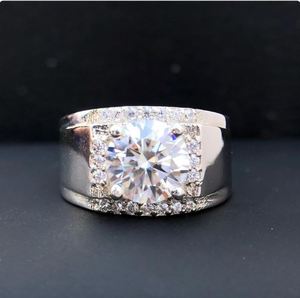 Moissanite <b>Mens</b> Engagement <b>Ring</b> 925 Sterling <b>Silver</b> 14K Gold Plated Classic Wedding Band Diamond Alternative Luxury Jewelry - Product Image 3