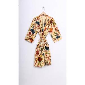 Kimono de Algodón Kantha con Estampado Floral Elegante, Único y Hermoso, de Alta Calidad, para Dormir en las Noches de Verano - Product Image 6