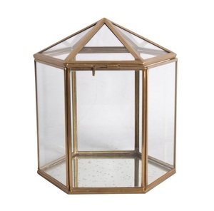 Handmade Octagonal Glass Jewelry Box With Brass Frame Clear Storage Display <b>Case</b> For Organization Octagonal Jewelry Glass Box - Product Image 3