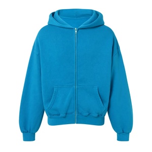 Sweat-shirt d'hiver personnalisé OEM pour homme, à fermeture éclair, <span class=keywords><strong>bleu</strong></span> royal, entièrement zippé, en molleton épais 100 % coton, couleur et taille personnalisables - Product Image 4
