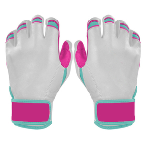 white pink Long Cuff cabretta Leather Batting Gloves High Quality Multiple Colors Adult & Youth Sizes Brucebolt Quality - Product Image 1